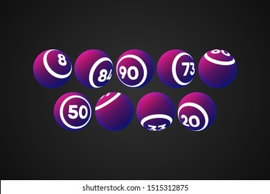 Purple Bingo Balls Vector Illustration