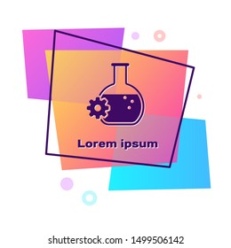 Purple Bioengineering icon isolated on white background. Element of genetics and bioengineering icon. Biology, molecule, chemical icon. Color rectangle button. Vector Illustration
