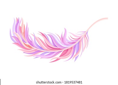 Purple Bird Feather with Nib as Avian Plumage Vector Illustration