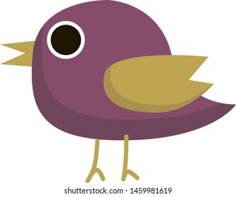 violetter Vogel, Vektorgrafik auf weißem Hintergrund.