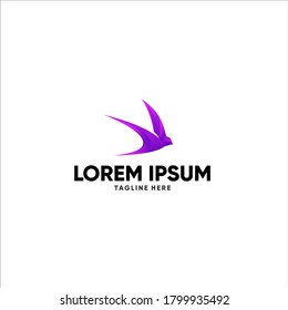 purple bird logo template, swallow logo