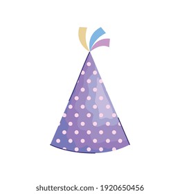 Purple Birthday Celebration Hat Acuarela Style Vector Illustration Design