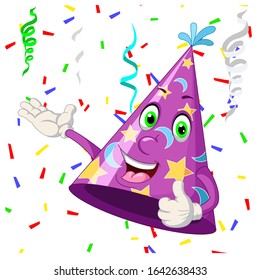 Purple Birthday Hat Cartoon For Your Design