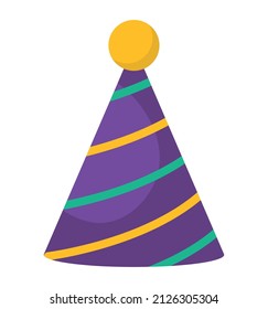 Purple Birthday Hat Over White