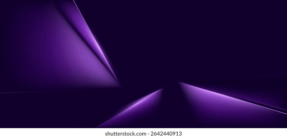 Purple and black abstract geometric luxury background vector. Social ads banner or Landing page.