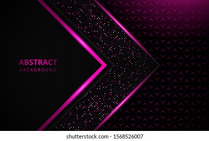 Purple and black abstract paper shapes background overlap layers texture with glitters dots element decoration. Luxury and modern vector design template for use element frame, cover, banner, corporate