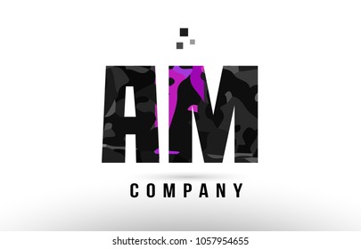 purple black alphabet letter am a m logo combination design suitable for a company or business