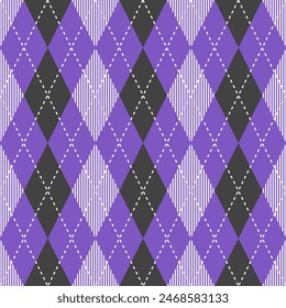 Motif argyle violet et noir. Argyle  motif de Image vectorielle. Motif argyle. Motif géométrique harmonieux de vêtements, papier à envelopper, arrière-plan, arrière-plan, carte cadeau, pull.