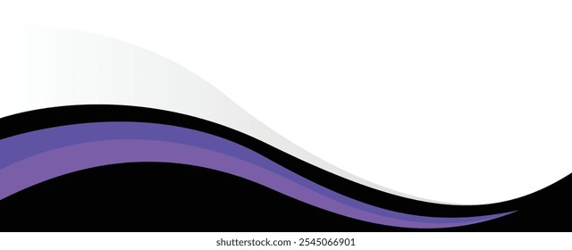 Purple and black background with dynamic curves with copy space area