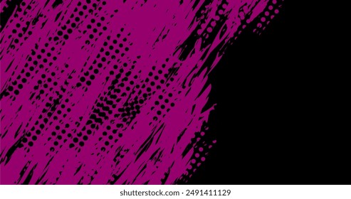 a purple and black background with a few dots