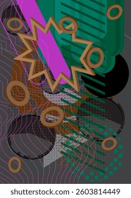 Purple, black, brown and green luxury deluxe background illustration design. Vector color geometric shapes backdrop.