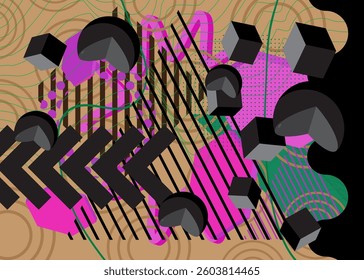 Purple, black, brown and green luxury deluxe background illustration design. Vector color geometric shapes backdrop.