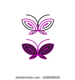 Purple and black butterflies vector logo set.