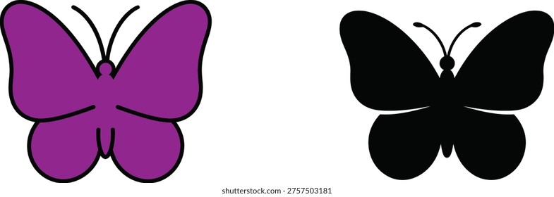Purple and black butterfly side by side symbol insect