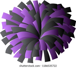 Purple and black cheerleader pom-pom