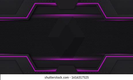 Purple and black contrast abstract technology background. Purple backlight. Layout design tech. Vector corporate design.