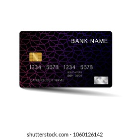 Purple and black credit cards. With inspiration from the abstract line. On white background.Glossy plastic style. Vector illustration design EPS10