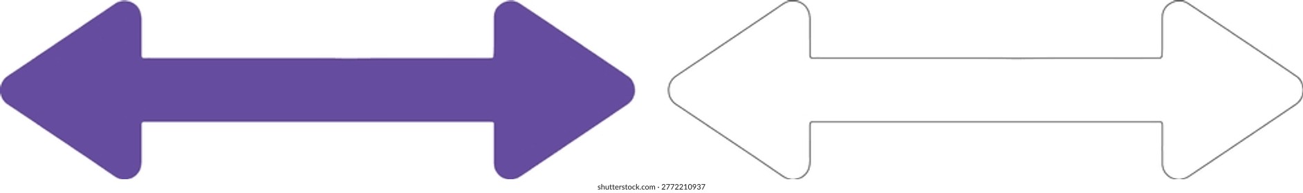 Purple and black double arrow shapes facing opposite directions