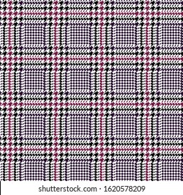 Purple and black glen check pattern. Stylish hounds tooth checkered blend.