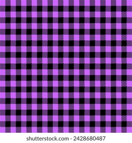 Purple Black Lumberjack plaid seamless pattern. Buffalo Check Patterns. Purple and Black. Hipster Style Backgrounds. Vector Pattern Swatches made with Global Colors.