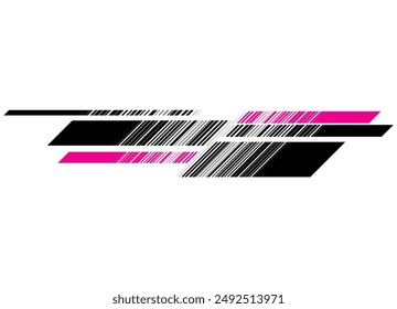 Purple and black Modern striped pattern with broken lines on a white background. for cars, motorcycles, yachts, SUVs, sportswear and toys. high-speed Sporty design element. Races aviation