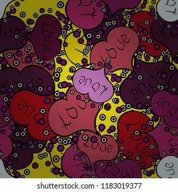 Purple, black and pink. Vector fancy love shape seamless pattern background. Valentines Day.