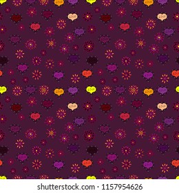 Purple, black and red watercolor heart pattern. Seamless pattern watercolor hearts seamless background. Colorful watercolor romantic texture. Vector illustration.