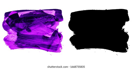 Purple and Black silhouette brush stroke. Grunge vector abstract hand - painted element. Underline and border design.