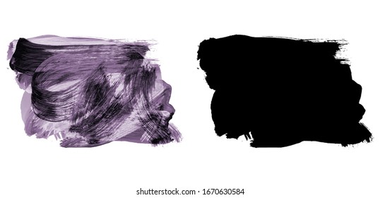 Purple and Black silhouette brush stroke. Grunge vector abstract hand - painted element. Underline and border design.
