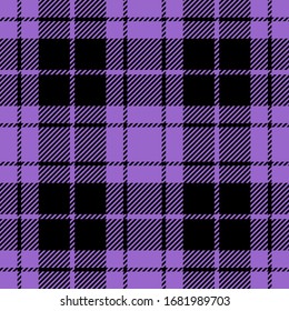 Purple and Black Tartan Plaid Scottish Seamless Pattern. Texture from tartan, plaid, tablecloths, shirts, clothes, dresses, bedding, blankets and other textile.