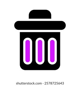 Purple and Black Trash Can Vector Graphic Icon