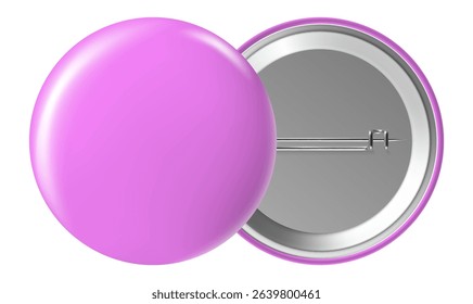 Purple blank badge displaying both front and back on a clean white background, offering a perfect canvas for custom designs or logos. Ideal for branding and promotional purposes