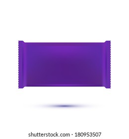 Purple Blank Foil Food Snack Sachet Bag Packaging For Coffee, Salt, Sugar, Pepper, Spices, Sachet, Sweets, Chips, Cookies Or Candy. Plastic Pack Template Ready For Your Design. Vector EPS10