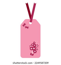 Purple blank label, gift tag for a present with love decorated. Vector illustration