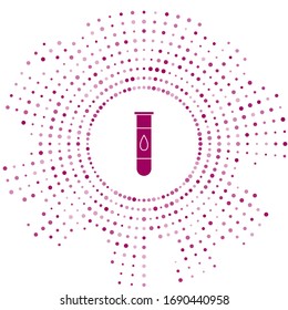 Purple Blood test and virus molecule coronavirus icon isolated on white background. Coronavirus, COVID-19. 2019-nCoV. Abstract circle random dots. Vector Illustration