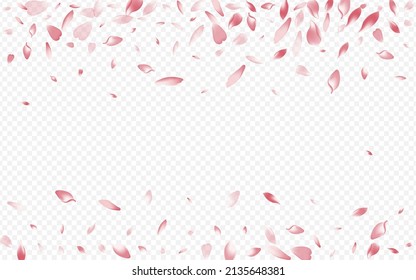 Purple Bloom Vector Transparent Background. Peach Wallpaper Pattern. Heart Wind Texture. Flower Rain Cover. White Sakura Japanese Template.