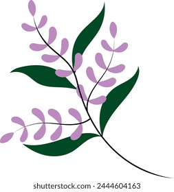 Purple Blossom Branch: Vector Floral Illustration. ideal for enhancing various design projects with a touch of natural charm and elegance.