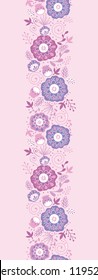 Purple Blossom Flowers Vertical Seamless Pattern Border