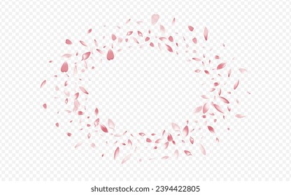 Purple Blossom Vector Transparent Background. Heart Fall Banner. Rose Romance Backdrop. Sakura Tender Cover. Light Confetti Garden Congratulation.
