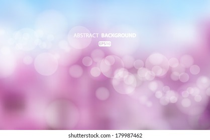 Purple and blue abstract blurred background with bokeh effect. Spring, nature, overcast. Vector EPS 10 illustration.