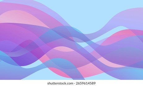 Fondo de Vector colorido abstracto púrpura y azul con ondas rosadas y azules. Fondo de pantalla de gradiente dinámico digital. Telón de fondo de lujo. 