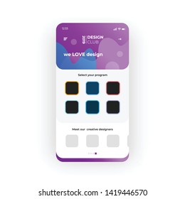 Purple and blue app GUI design for designers