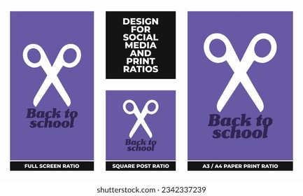 Purple and blue Back to school set for social media and print ratios vector set social media set