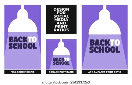 Purple and blue Back to school set for social media and print ratios vector set social media set
