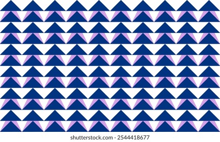 Plano de fundo roxo e azul sem costura geométrica, padrão azul de cima e baixo sobrepor triângulos diamante bloco repetir seta em azul design de imagem completa para impressão de tecido, padrão