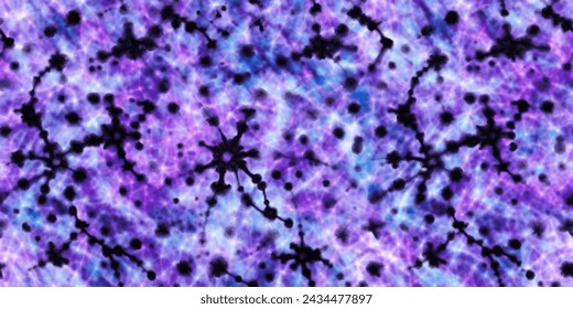 Purple, blue and black tie dye pattern seamless  , Colorful tie dye pattern abstract background. Tie Dye two Tone. Abstract batik brush seamless and repeat pattern design.