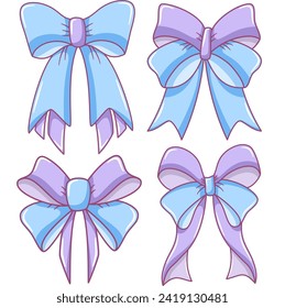 Violett-Blauer Bow-Ribbons-Vektor-Set