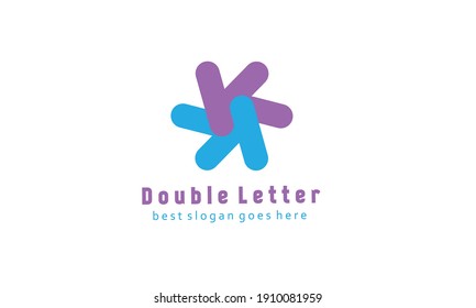 purple blue color KK letter logo template. suitable for initials or identity. vector illustration