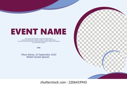 Purple and blue colored background for events. Editable background with text placeholder and round image space.