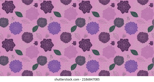 Purple and Blue colors Big Floral Texture Background